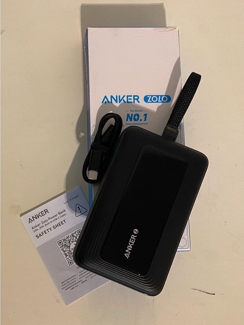NWOT Anker Zolo Power Bank/High Speed Portable Charger w/ built in USBC Cable - Picture 2 of 8
